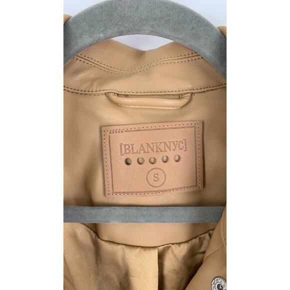 BLANK NYC Womens Brown Faux Leather Cropped Trucker Jacket Lined Size Small NWOT - Picture 7 of 10